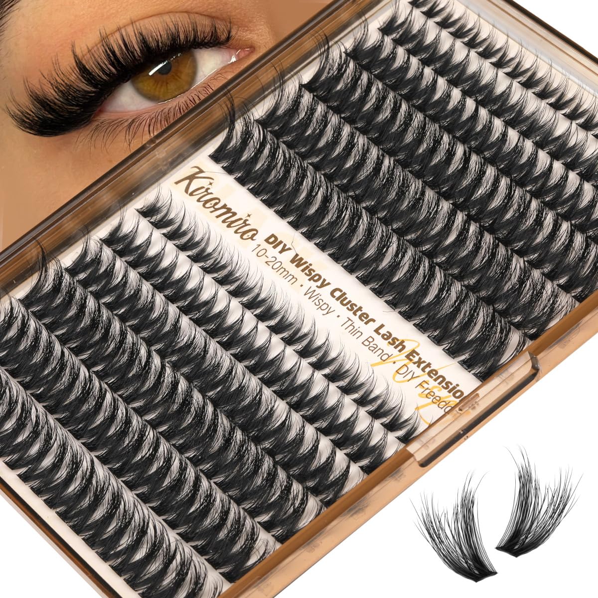 Kiromiro front packaging showing 240-piece cluster set and benefits