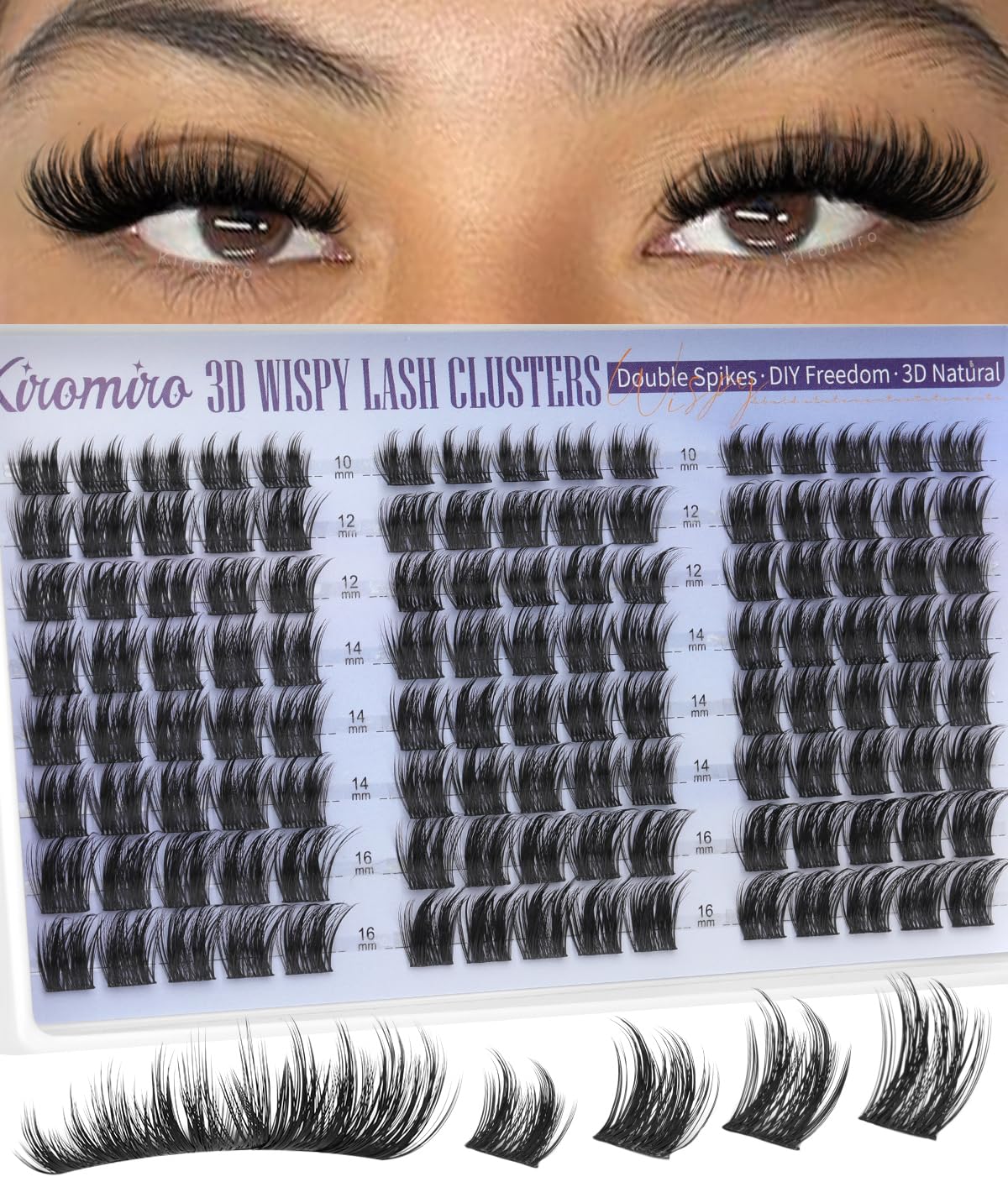 Kiromiro front packaging showing lashes and lengths, reveals clear product info and ease