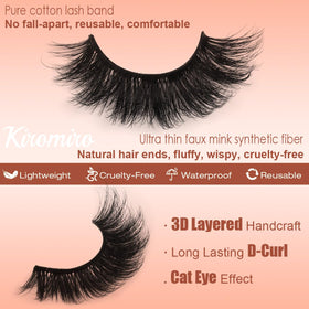 Kiromiro lashes applied on model to show cat eye lift benefit