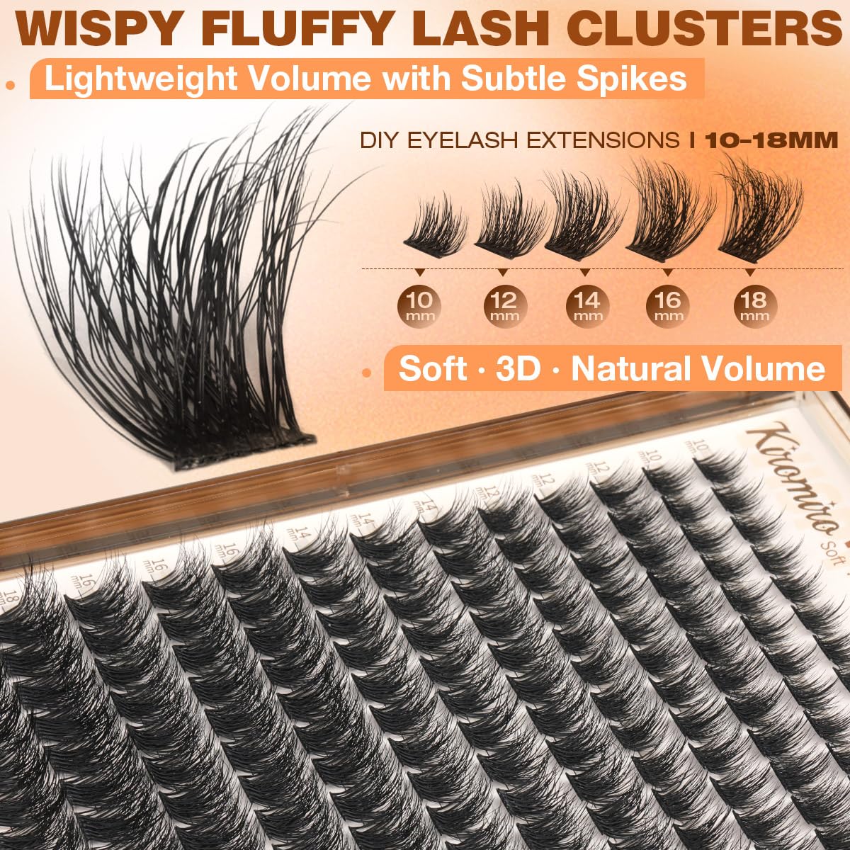 Kiromiro mixed lengths 10–18mm displayed for customizable lash mapping