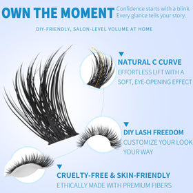 Kiromiro lashes applied on eye illustrating lifted, open look