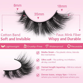 Kiromiro lashes applied on eye showing lifted cat-eye effect