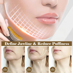 Kismiger brush in use on cheek and forehead to reduce puffiness and lift