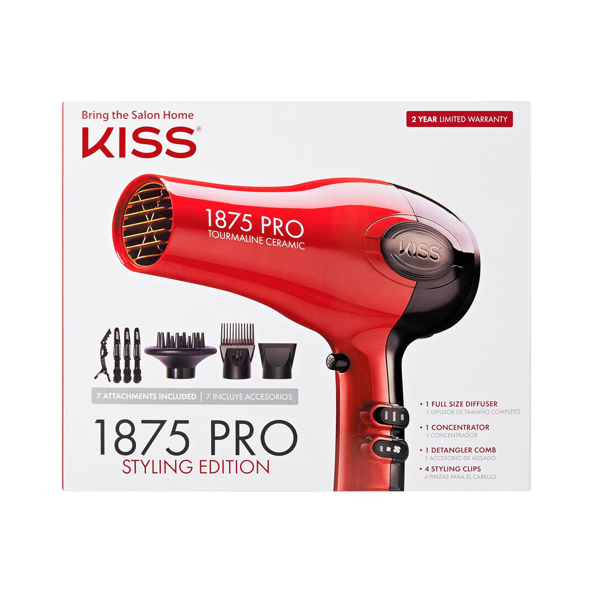 KISS front view of dryer showing buttons and ergonomic handle for easy control