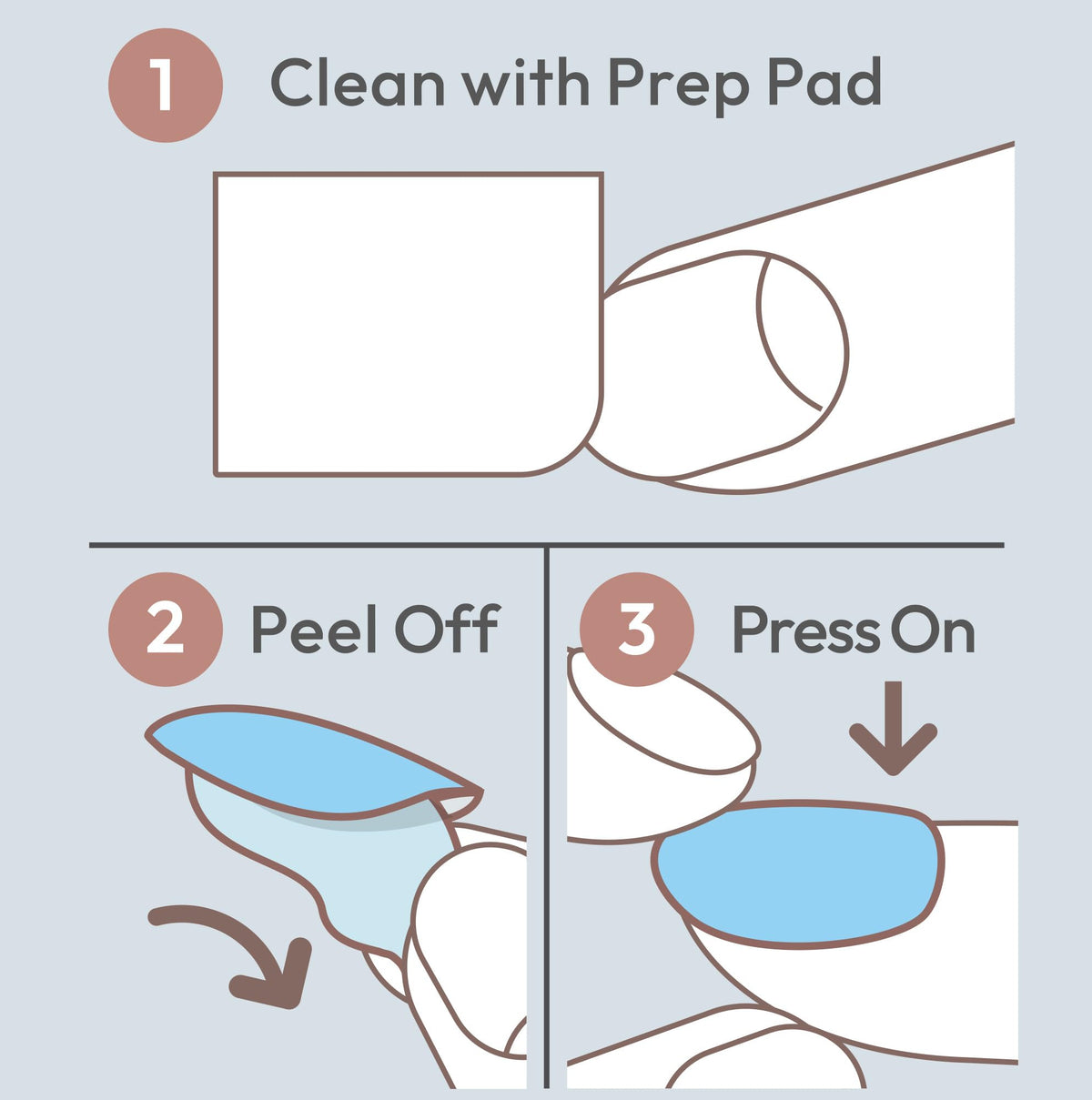 KISS prep pad, mini file, and manicure stick displayed to help fast, neat application