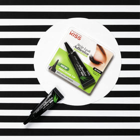 KISS black adhesive applied along a strip lash band for concealed lash base