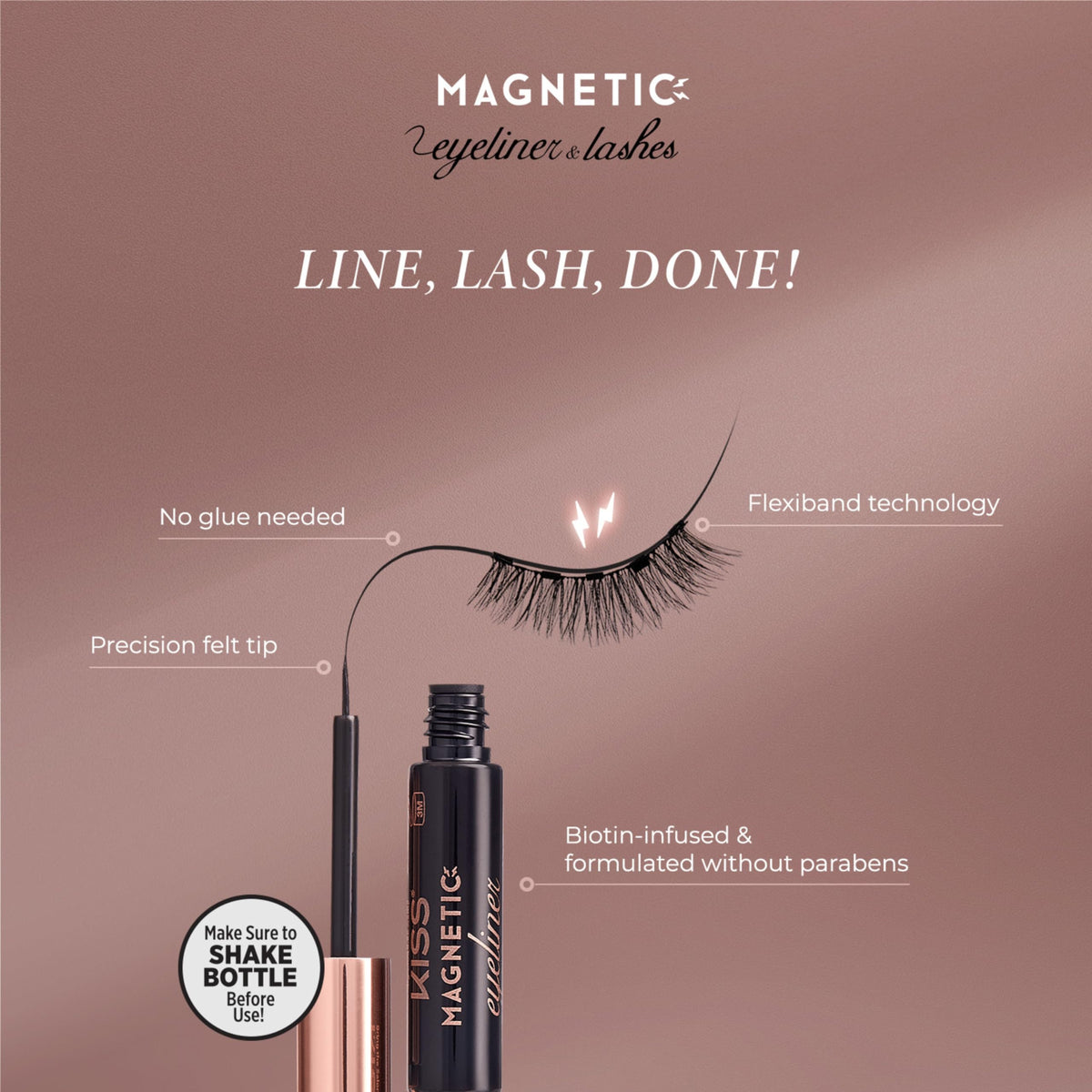 KISS close-up of flexible magnetic lash band showing secure attachment benefit
