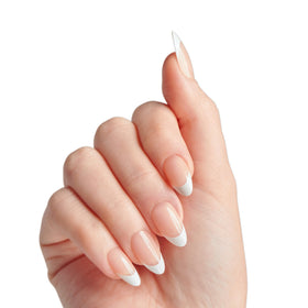 KISS close-up of almond-shaped nail tips highlighting modern shape benefit
