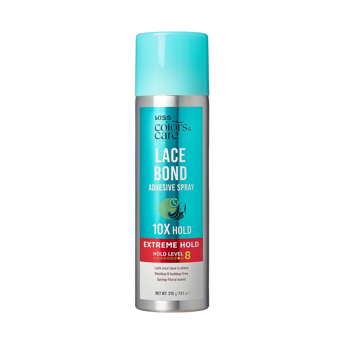 KISS Colors & Care front packaging showing spray bottle and branding, highlights professional hold