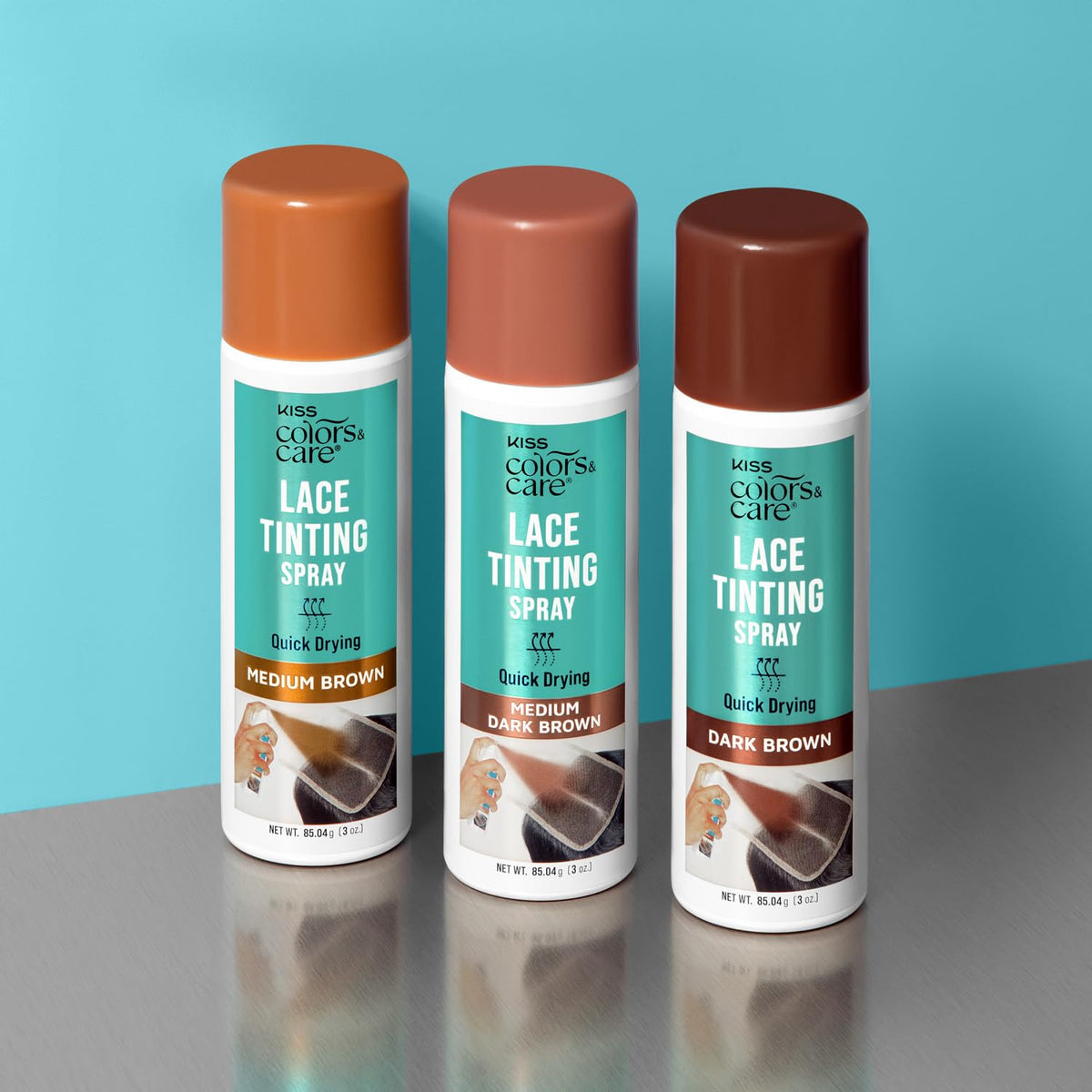 KISS Colors & Care in hand showing 3 oz travel-friendly size
