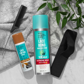 KISS Colors & Care spray used during styling in front of mirror, showing everyday user confidence