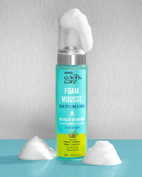KISS COLORS & CARE pump dispensing mousse for even, controlled application