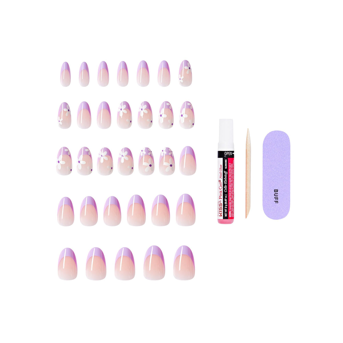KISS assorted nail sizes laid out to show wide selection for better fit