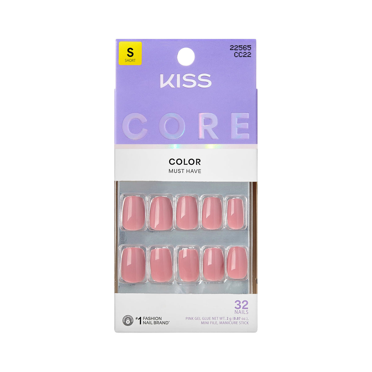 KISS Core front packaging showing 32 nails and kit benefits