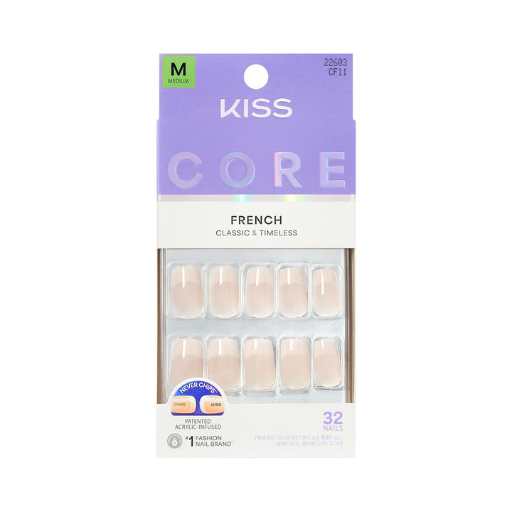 KISS core front packaging showing 'Scenario' pink kit and included tools for easy use