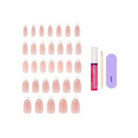 KISS press on nails mounted on hand showing wearable white finish