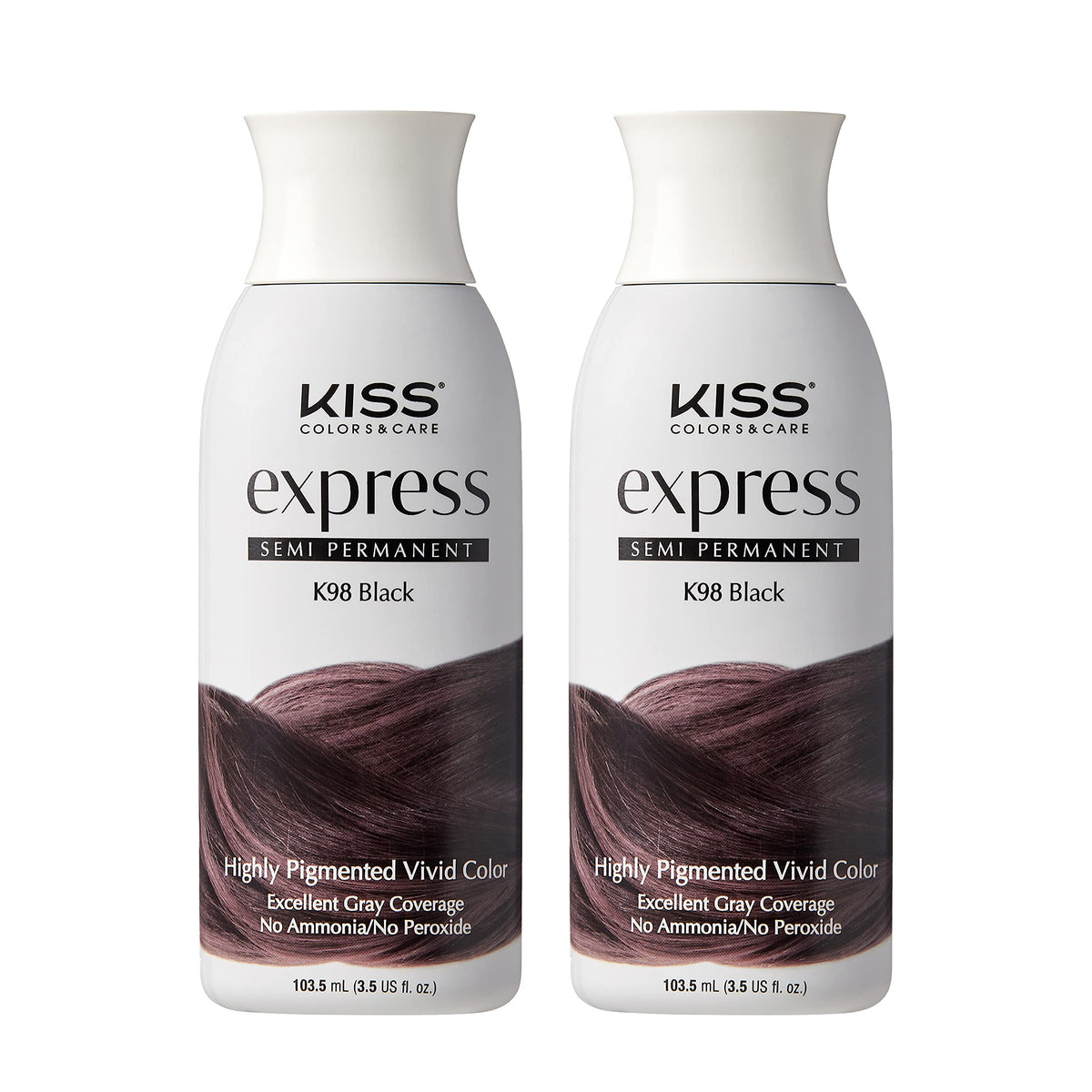 KISS front packaging showing two 3.5 oz tubes and shade label for easy selection