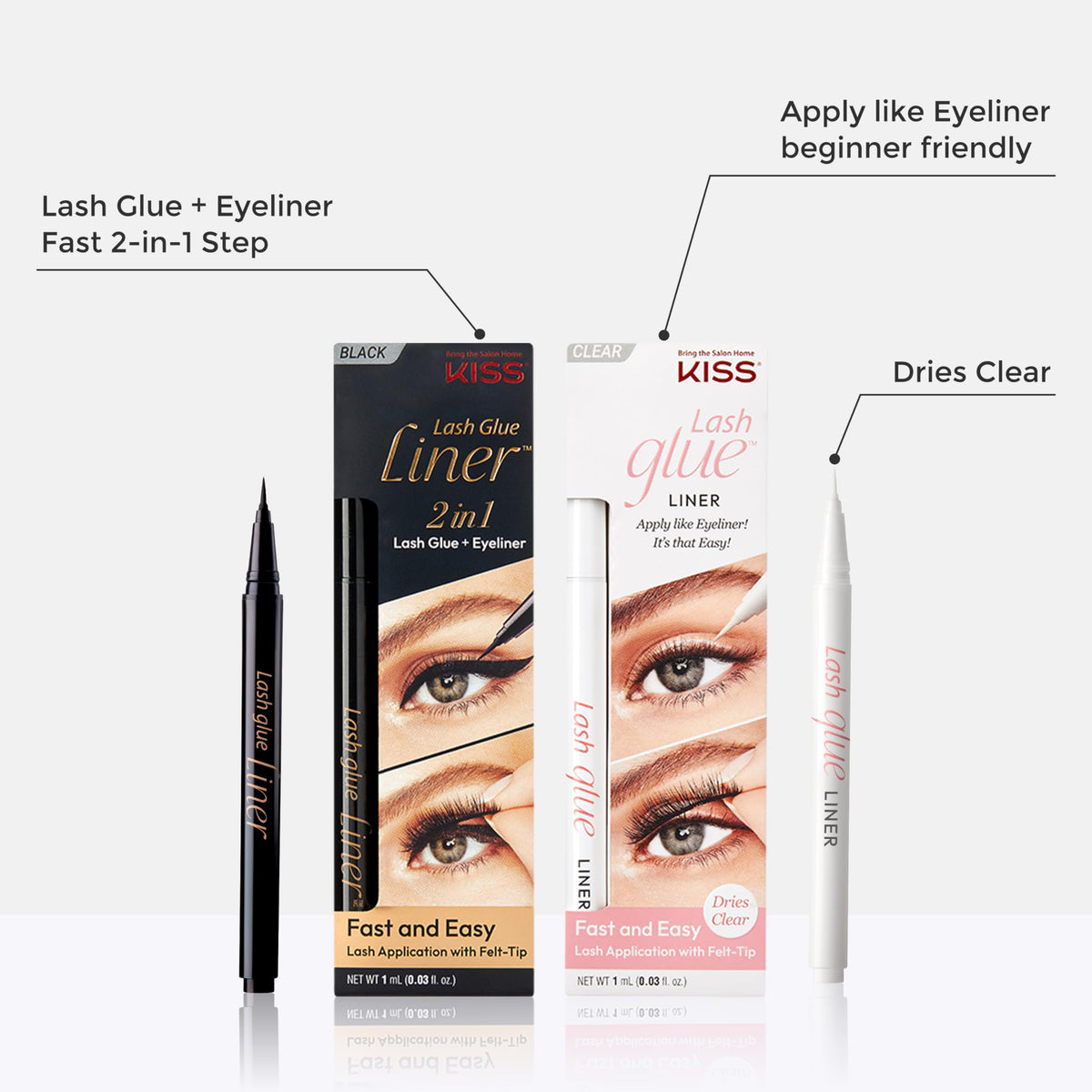 KISS application demo aligning strip lash to glue line for faster lashes