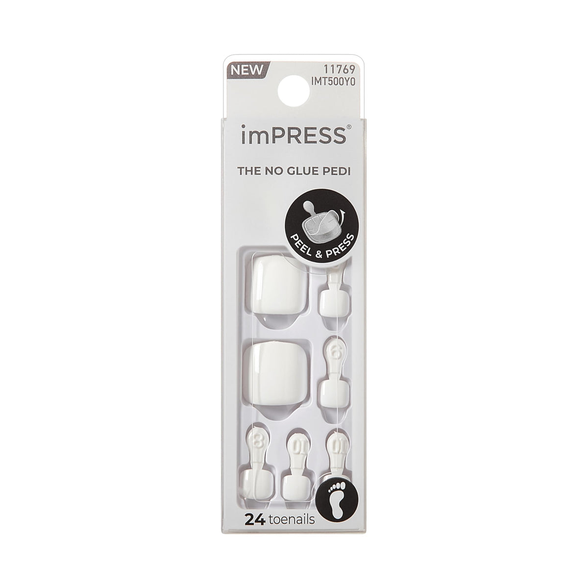 KISS front packaging showing the 30-piece press-on toenail set and benefits
