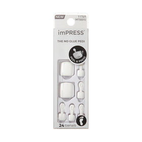 KISS front packaging showing the 30-piece press-on toenail set and benefits