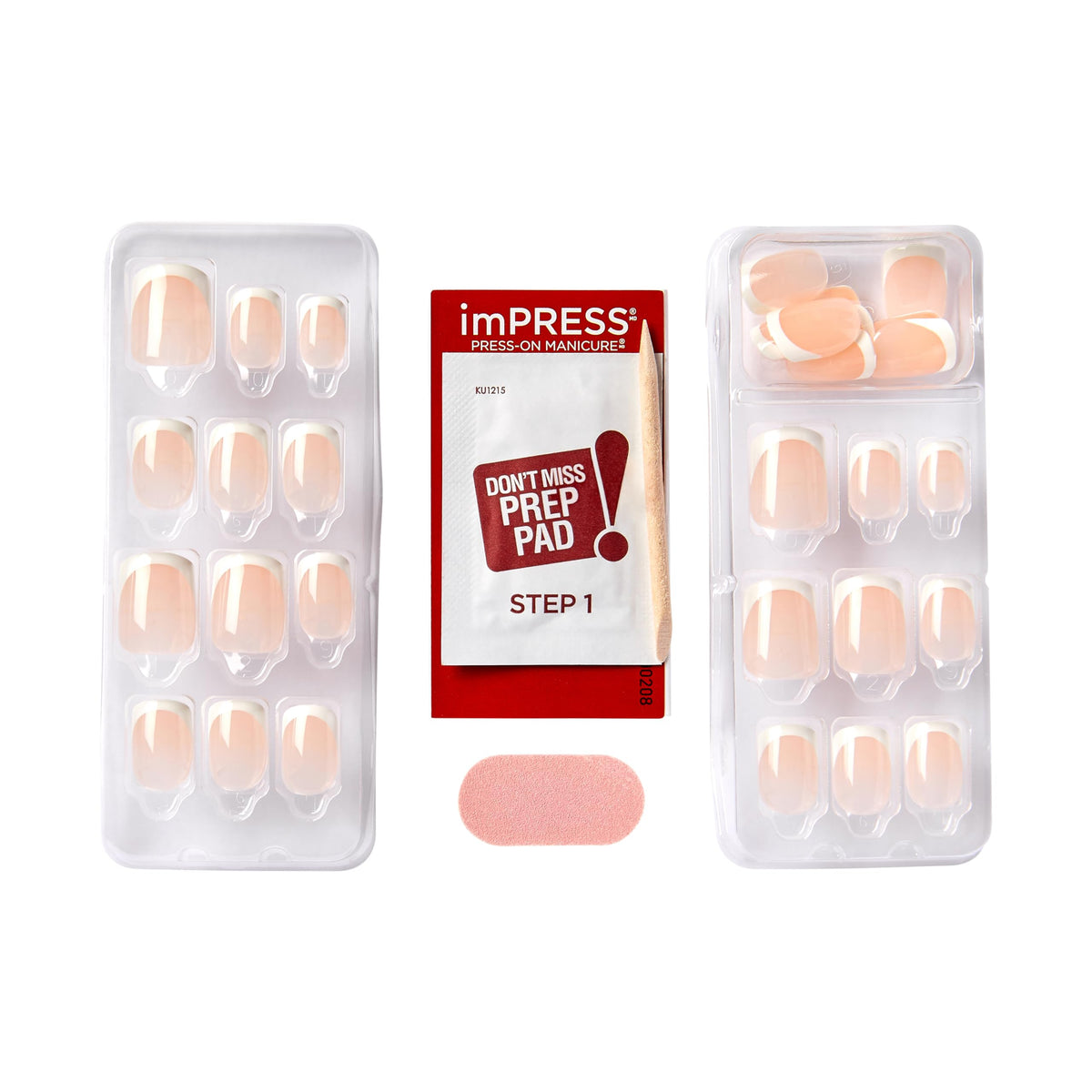KISS hand applying press-on nail to show fast peel-and-press convenience benefit