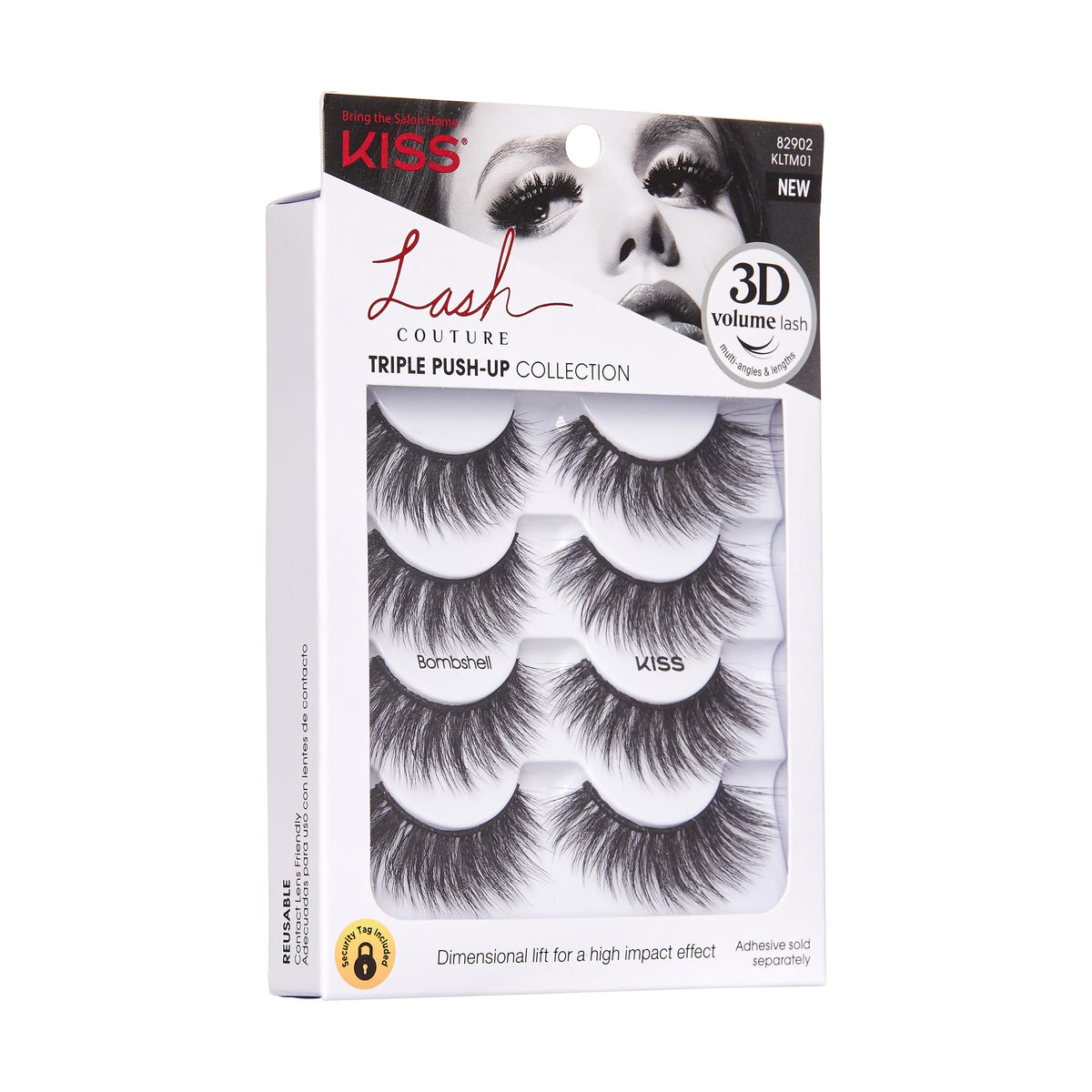 KISS side profile of lashes showing 14mm multi-angle curl and volume