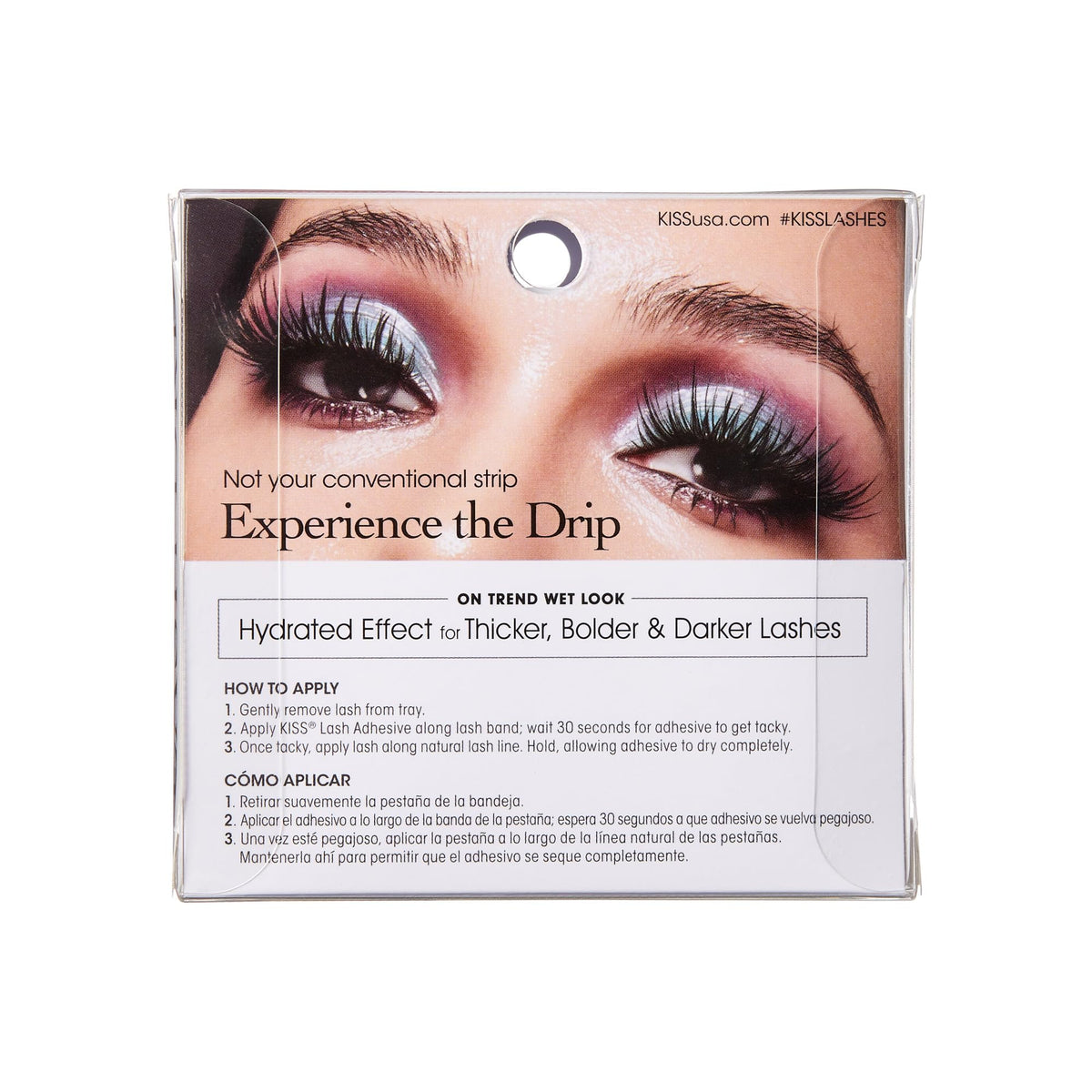 KISS Lash Drip packaging back showing product info and care instructions