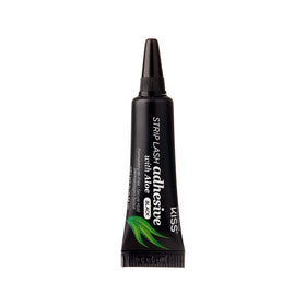 KISS drop of black aloe-infused adhesive on skin showing smooth texture and grip