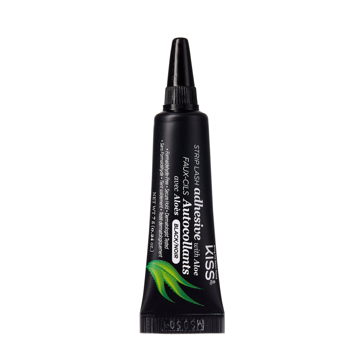 KISS model wearing strip lashes bonded with black adhesive for blended natural look