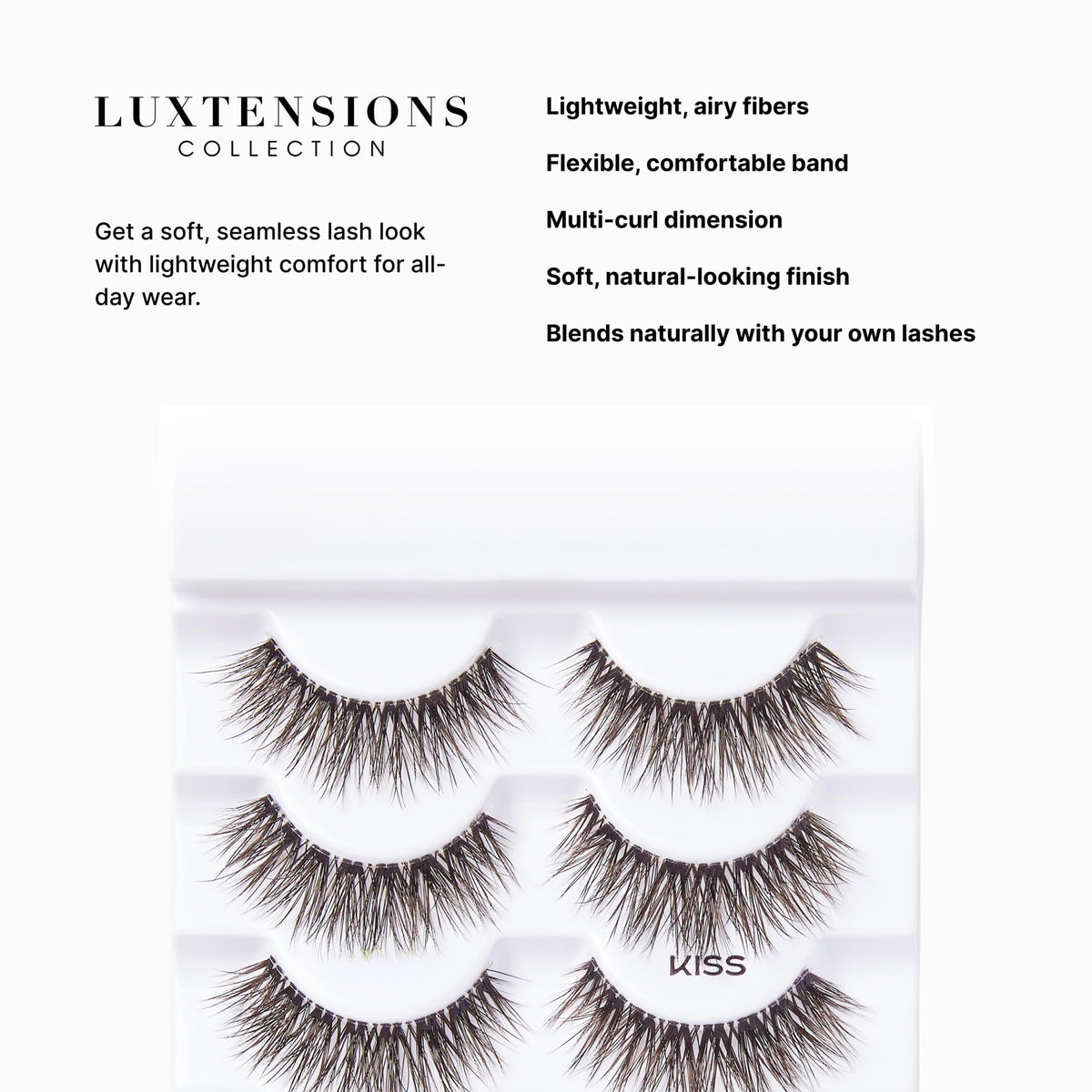 KISS LuXtensions Velvet profile eye shot shows layered curls for added depth