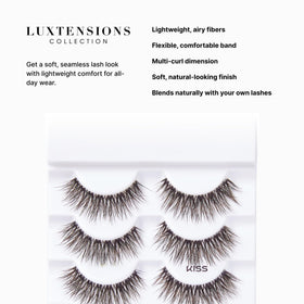 KISS LuXtensions Velvet profile eye shot shows layered curls for added depth