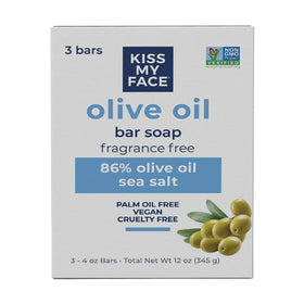Kiss My Face front packaging showing three 4 oz bars and value pack benefit