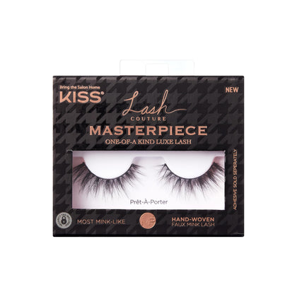 KISS Prêt-À-Porter front packaging showcasing luxe faux mink lashes benefit easy selection