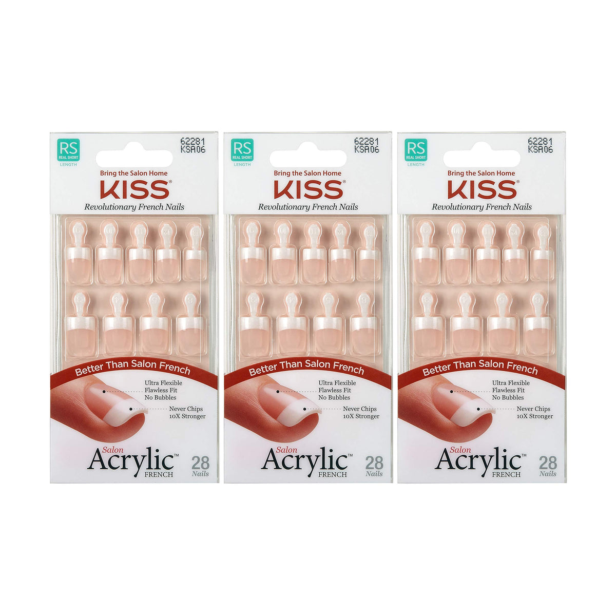 KISS front packaging showing three-pack convenience and quick application benefit