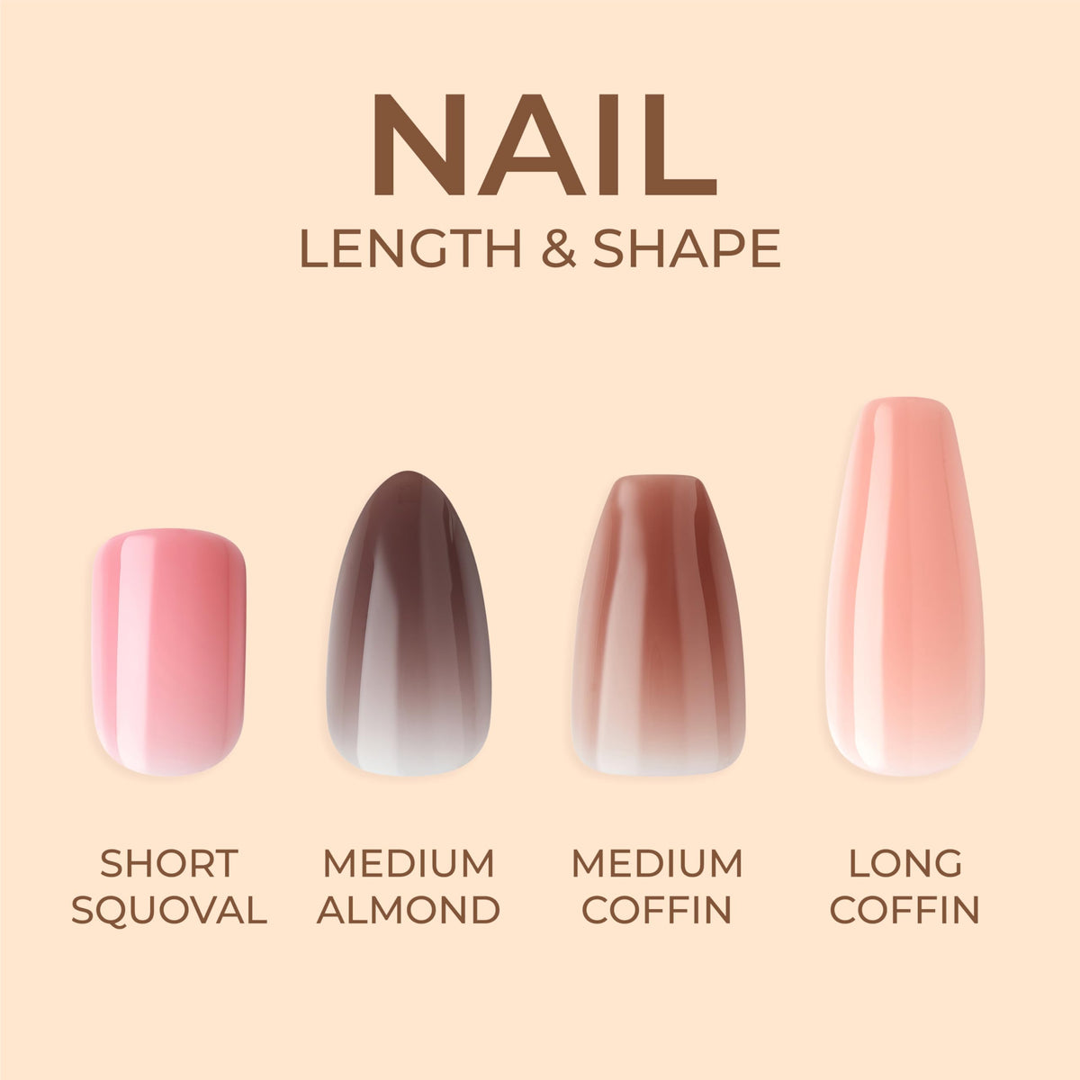 KISS hand comparison with natural nail and applied press on nail, instant length and shape