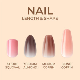 KISS hand comparison with natural nail and applied press on nail, instant length and shape