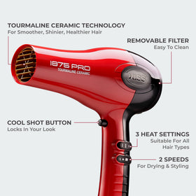 KISS dryer next to a hand to show compact size and comfortable grip