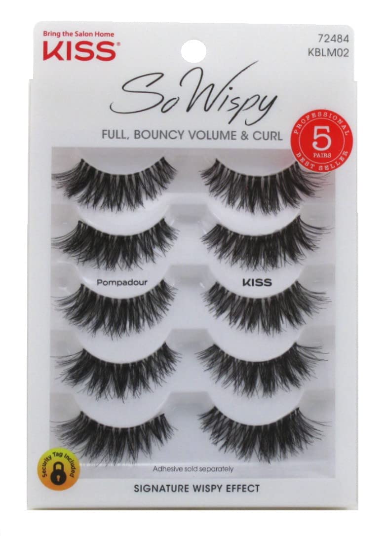 KISS lashes worn by model showing lifted pompadour effect and natural volume