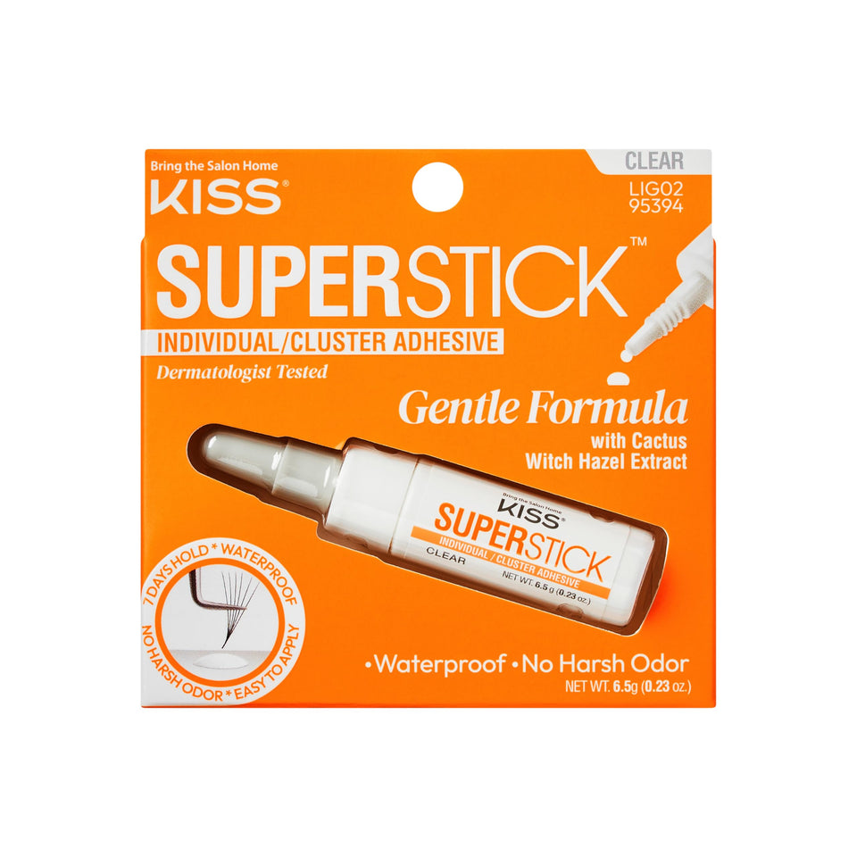 KISS SuperStick front packaging showing product and benefit gentle hold