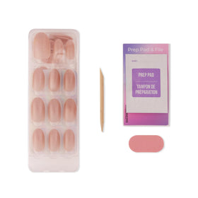 KISS included tools laid out with prep pad, file, and stick for precise fit