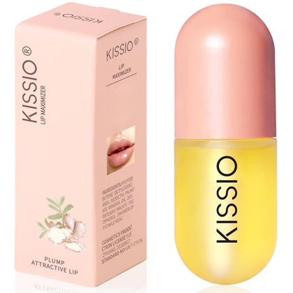 KISSIO front packaging showing compact plumping gloss and travel convenience