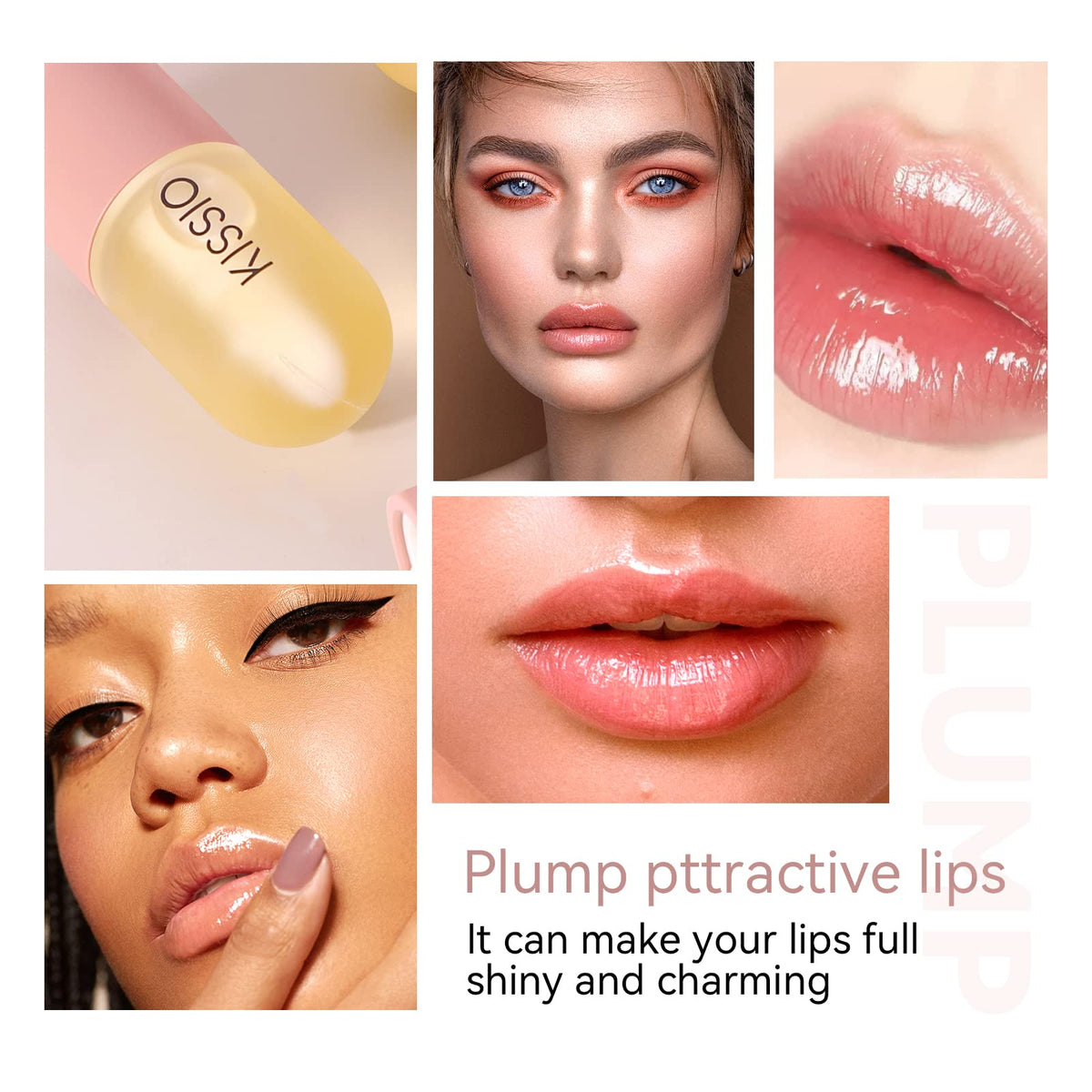 KISSIO lips before and after showing fuller, hydrated appearance benefit