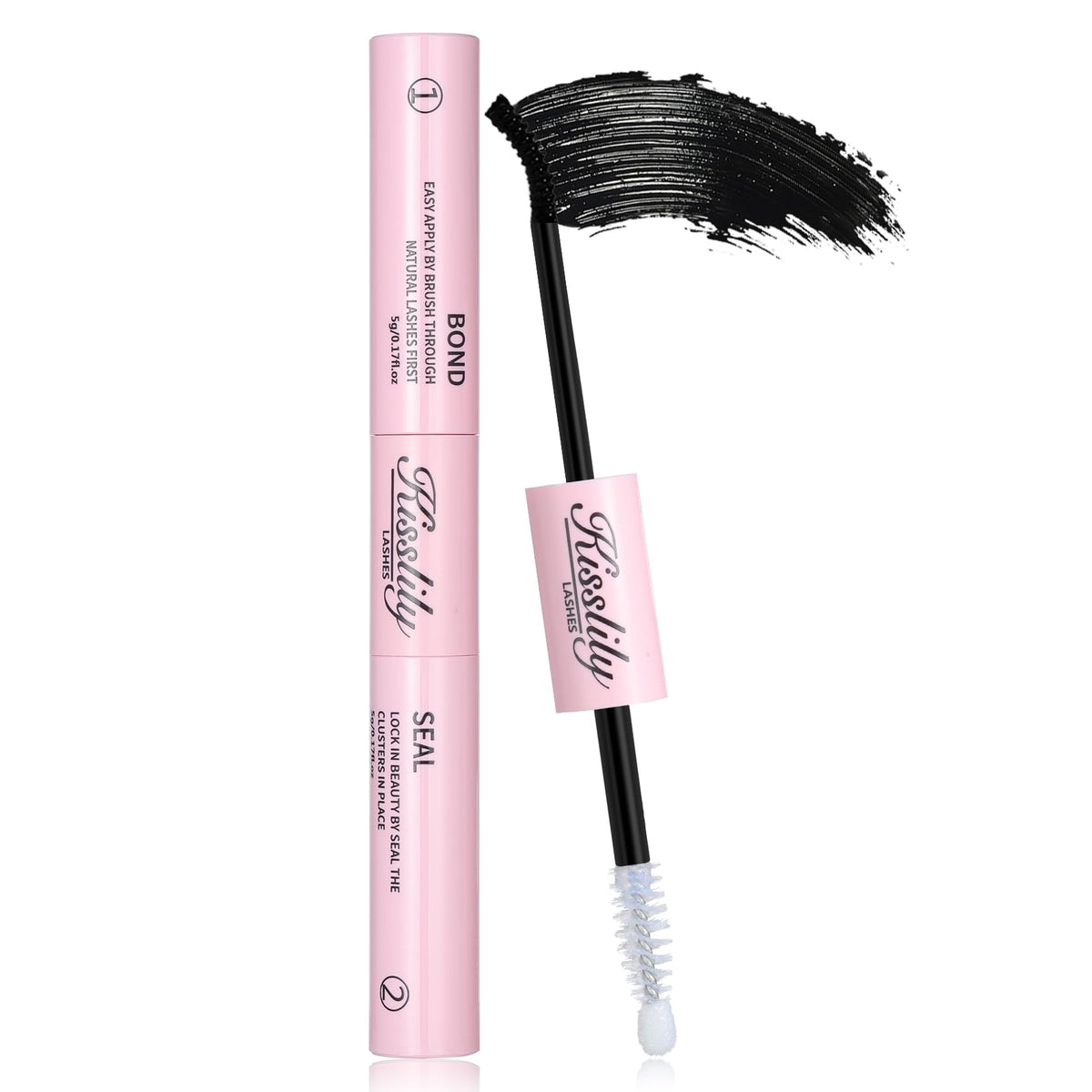 Kisslily front packaging showing 2-in-1 lash glue benefits