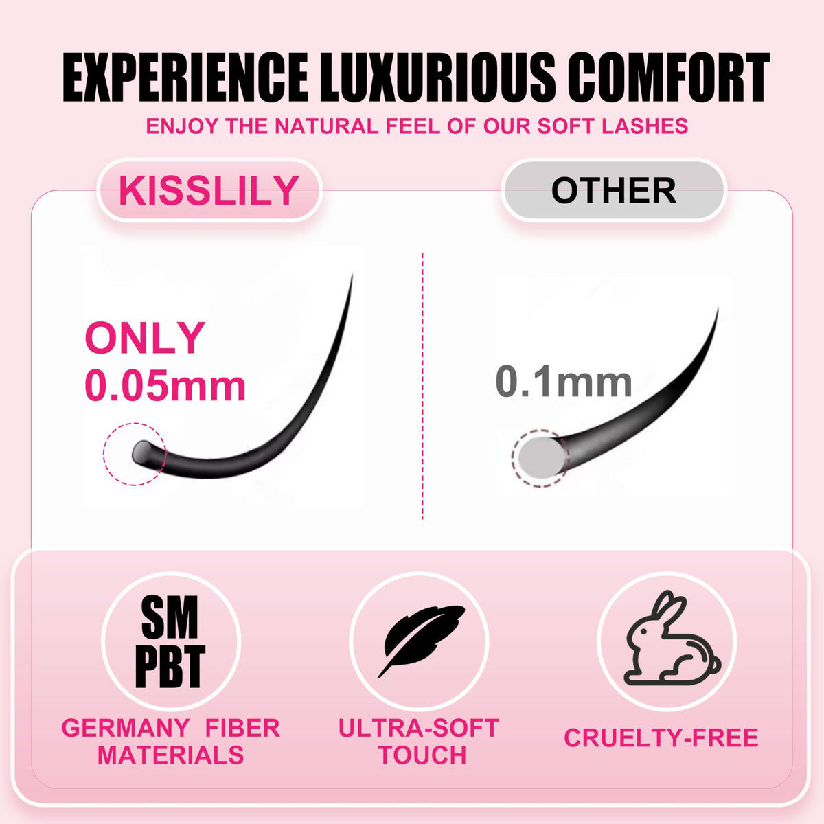 Kisslily lashes worn on eye showing subtle C-curl lift and natural finish