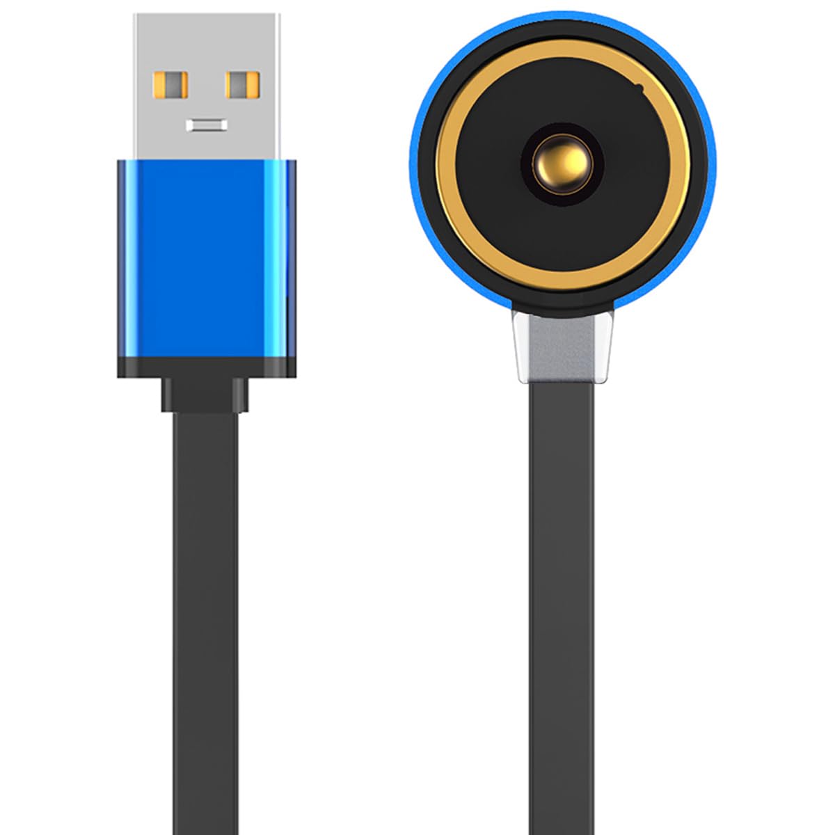 Kissmart MCC charger front profile showing magnetic head and USB offering fast connection