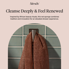 Kitsch sponge in a styled bathroom illustrating daily self-care benefit