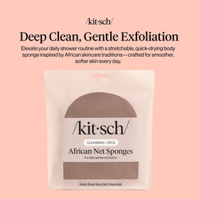 Kitsch close-up of mesh texture highlighting gentle yet effective exfoliation