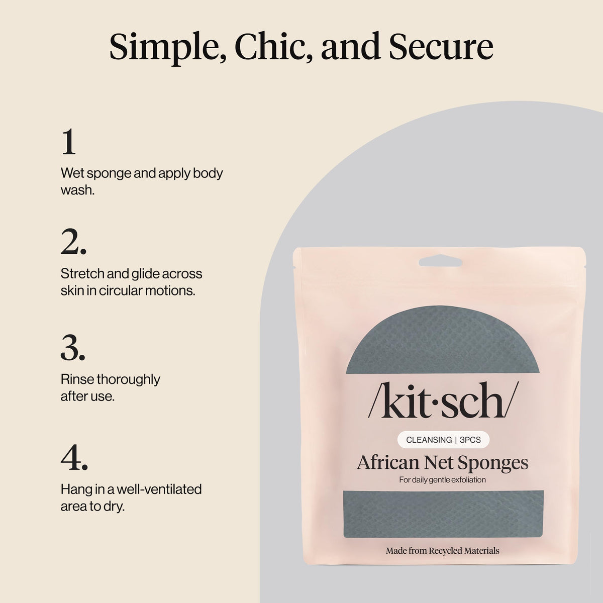 Kitsch sponge beside hand showing scale for easy handling