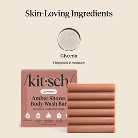Kitsch amber shores eco-friendly packaging flatlay promoting reduced plastic waste