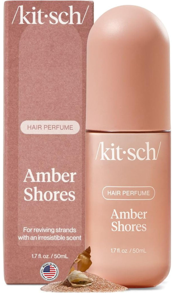 Kitsch front bottle showing Amber Shores scent and travel-ready size